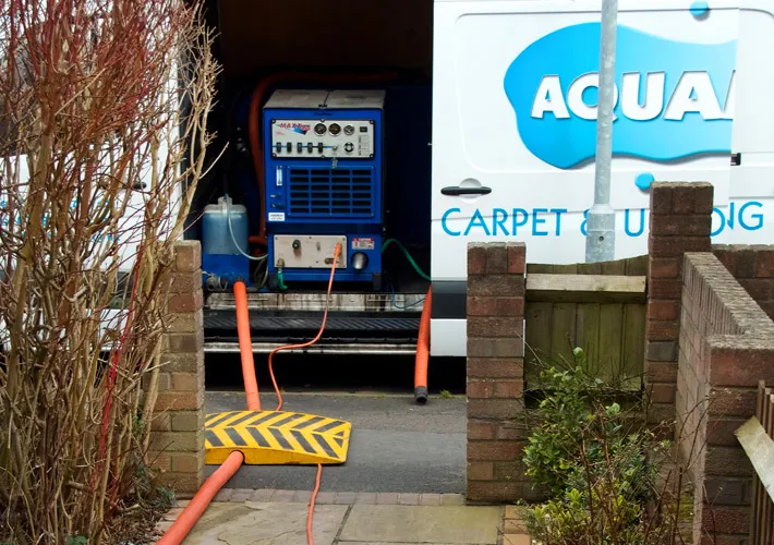 Truck mounted steam carpet cleaning